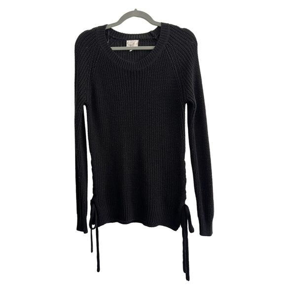 Hippie Rose - Black Knit Side Tie Scoop Neck Sweater - Size S - Picture 1 of 4